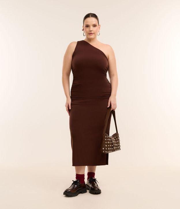 Vestido Midi Ombro Só e Franzido Lateral Curve & Plus Size - 3