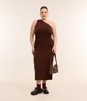 Vestido Midi Ombro Só e Franzido Lateral Curve & Plus Size - 3