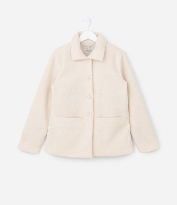 Jaqueta Alongada Infantil em Sherpa - Tam 5 a 14 Anos