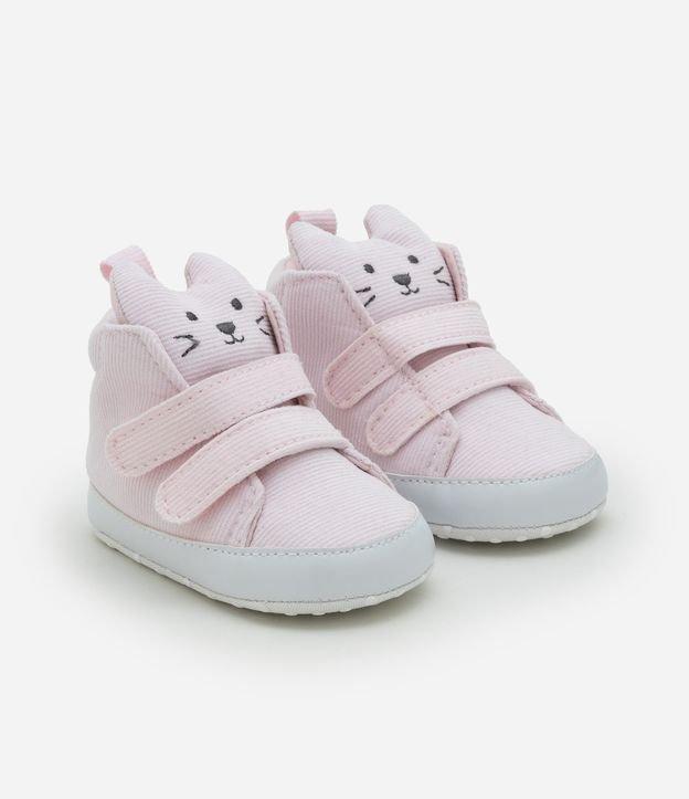 Tênis Infantil em Veludo com Estampa Cara de Gatinho - Tam 15 a 19 - 1