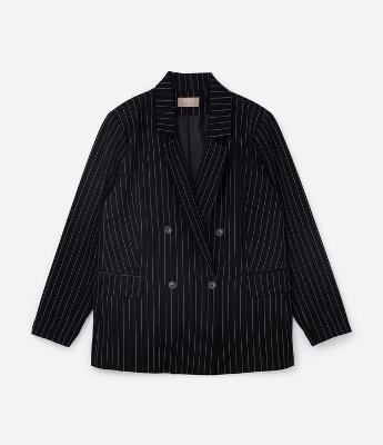 Blazer Alfaiataria com Risca de Giz Curve & Plus Size
