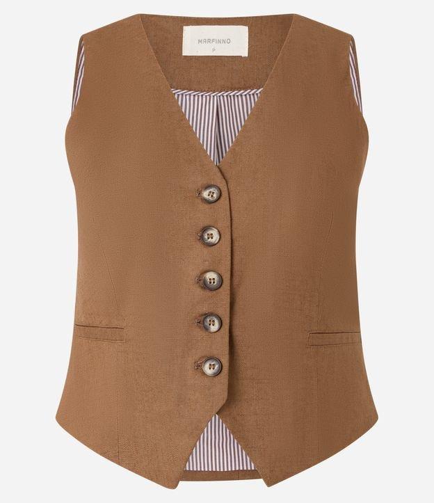 Colete Slim em Viscolinho com Botões Matizados - 1