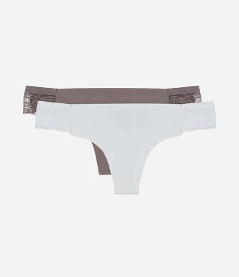 Kit 02 Calcinhas Biquíni Fio com Detalhes de Renda