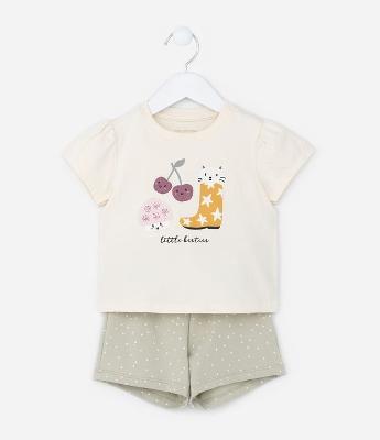 Conjunto Infantil com Bordado em Paetês - Tam 1 a 6 Anos