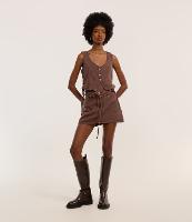 Mini Saia em Jeans com Tingimento Cationizado e Amarração no Cós - 1