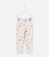 Calça Legging Infantil Canelada com Estampa Corações - Tam 1 a 6 Anos - 1