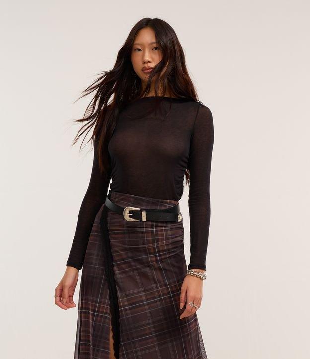 Blusa em Malha de Viscose com Gola Assimétrica Rente ao Pescoço - 2