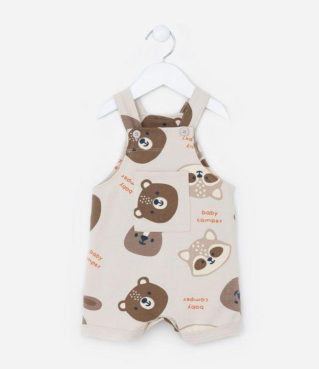 Jardineira Infantil com Bolso e Estampa Bichinhos - Tam 0 a 8 meses - 1