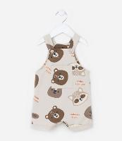 Jardineira Infantil com Bolso e Estampa Bichinhos - Tam 0 a 8 meses - 1