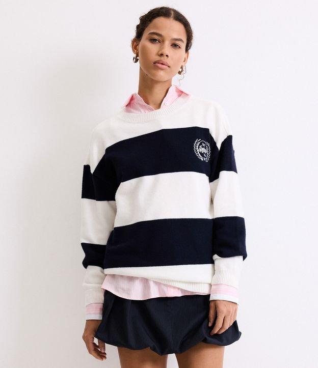 Suéter em Tricô com Listras e Bordado Sporting 1994 - 2