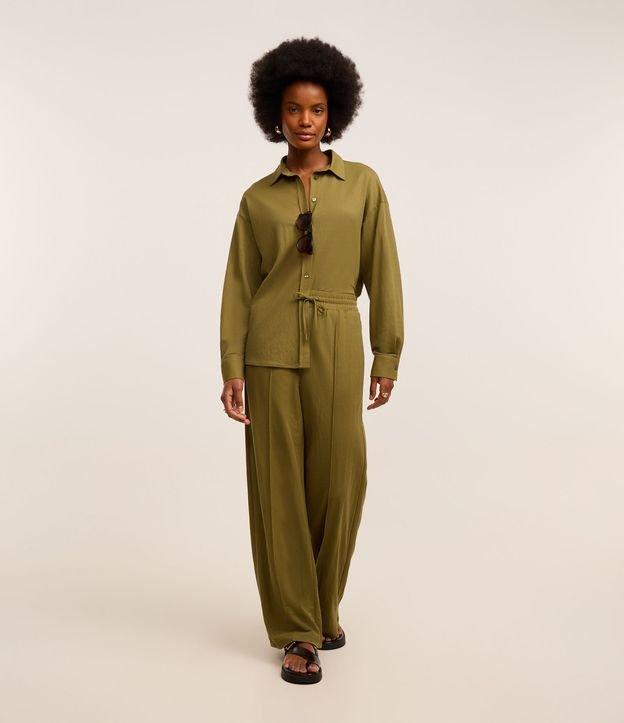 Calça Reta de Cintura Alta em Malha Piquet com Cós Elástico - 2