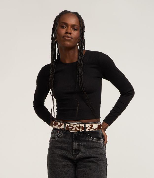 Blusa em Malha Texturizada com Gola Redonda - 1