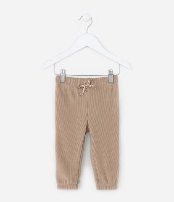 Calça Infantil Quentinha em Plush Canelado - Tam 0 a 18 meses