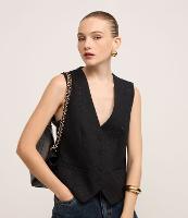 Colete em Polivelour com Botões Forrados e Brilho - 1