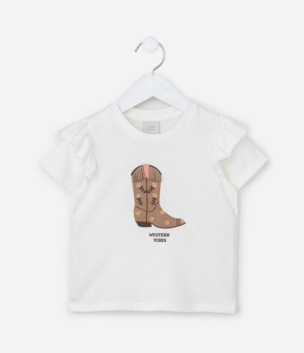 Blusa Infantil com Babadinho e Estampa Bota - Tam 1 a 6 Anos - 1