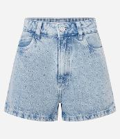 Short Slim em Jeans com Bordadinhos - 1