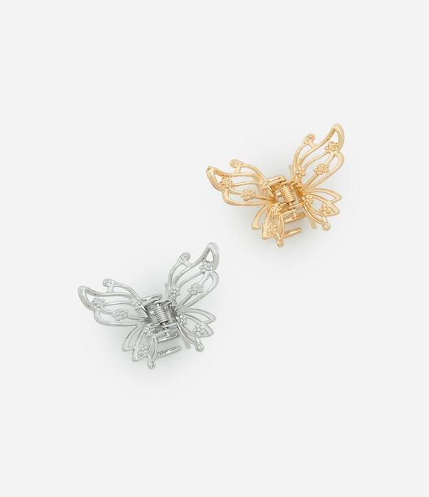 Kit 02 Piranhas de Cabelo em Metal com Formato de Borboleta Vazada - 1