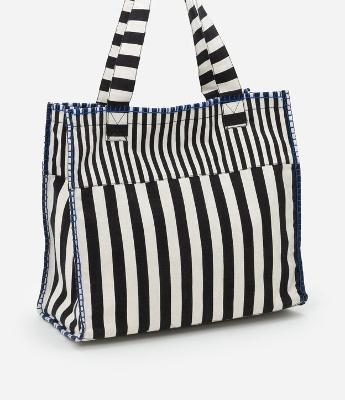 Bolsa de Praia em Lona com Estampa de Listras