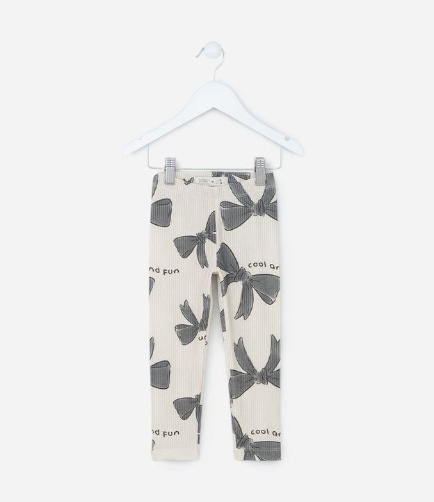 Calça Legging Infantil Canelada com Estampa Laços - Tam 1 a 6 Anos - 1