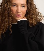 Suéter em Tricô com Friso Contrastante e Manga Bufante - 2