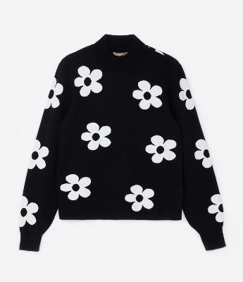 Suéter em Jacquard com Estampa Margaridas Curve & Plus Size