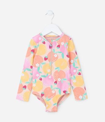 Maiô Infantil com Proteção UV e Estampa Frutinhas - Tam 1 a 4 Anos