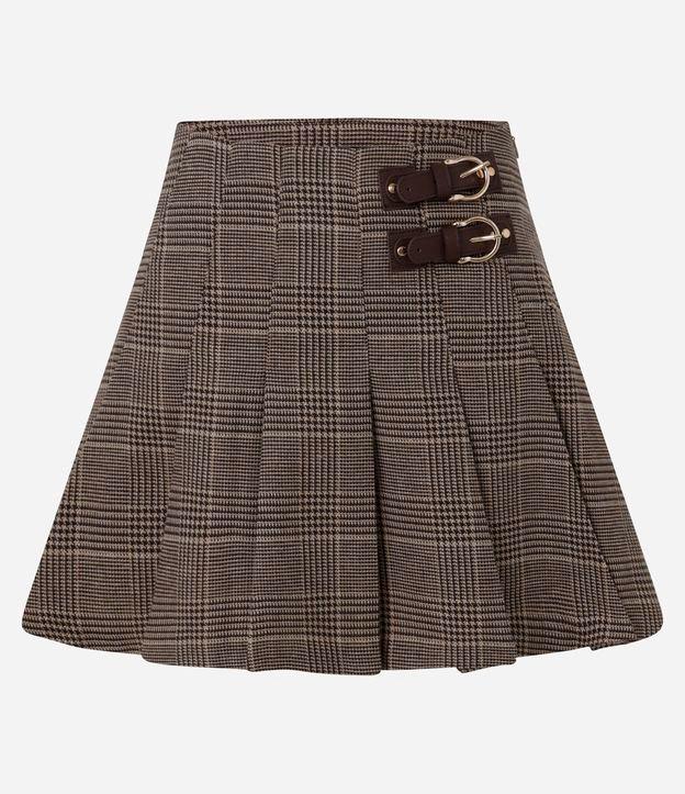 Saia Evasê Curta em Polivelour Xadrez Príncipe de Gales - 1
