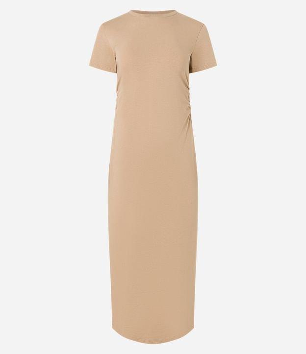 Vestido Longo com Golinha Alta e Franzido Lateral - 1