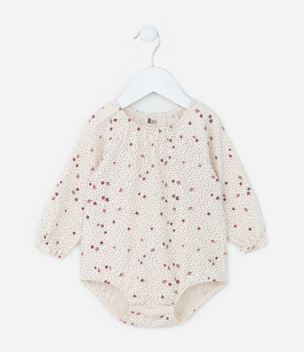 Body Infantil Texturizado com Estampa Floral - Tam 0 a 18 meses - 1