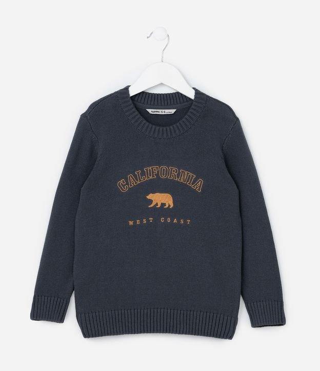 Suéter Infantil em Tricô com Estampa Urso Califórnia - Tam 5 a 14 Anos - 1
