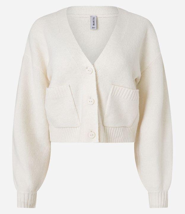 Cardigan Curto em Tricô com Botões e Bolsinhos - 1