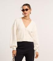 Cardigan Curto em Tricô com Botões e Bolsinhos - 2