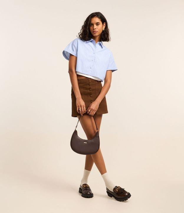 Camisa Cropped em Tricoline com Estampa Listrada - 2