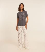 Pijama Longo em Viscose com Estampa Lacinhos Diversos - 1