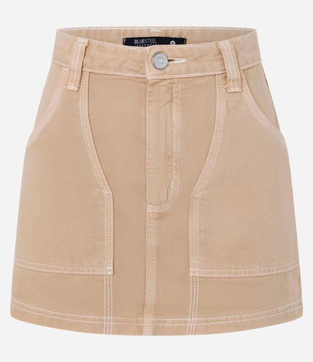 Saia Curta em Sarja com Algodão Agroecológico e Pespontos Contrastantes - 1