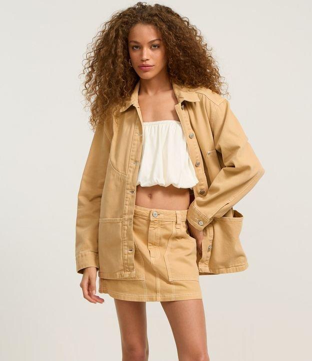 Saia Curta em Sarja com Algodão Agroecológico e Pespontos Contrastantes - 2