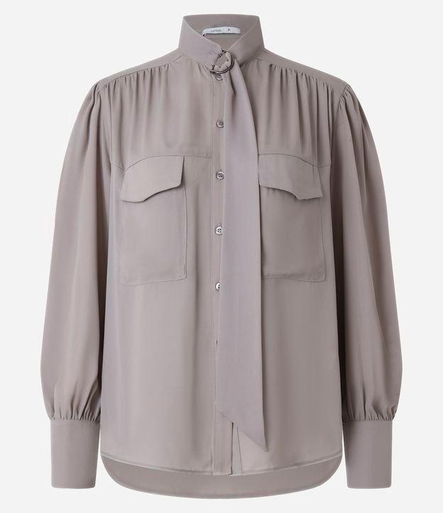 Camisa em Chiffon com Amarração na Gola e Franzidos - 1