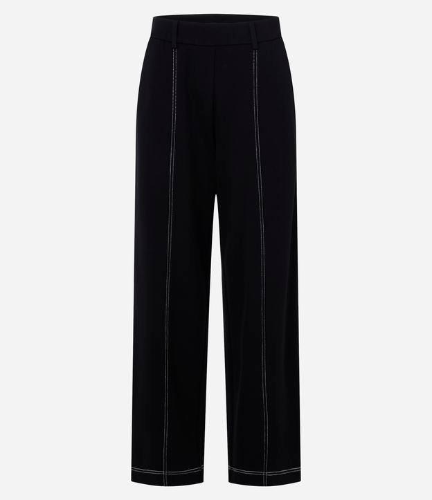 Calça Reta Cintura Alta em Ponto Roma com Costura Aparente - 1