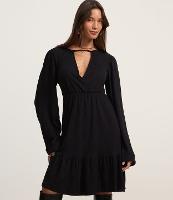 Vestido Curto Texturizado com Decote Transpassado - 2