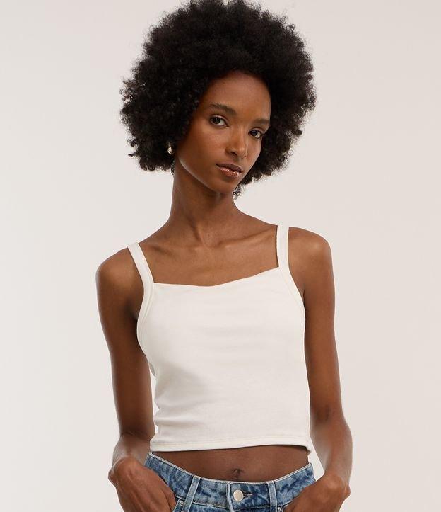 Blusa em Ribana com Alça Fina e Leve Textura - 1