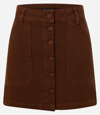 Saia Curta em Sarja Cotele com Botões Forrados