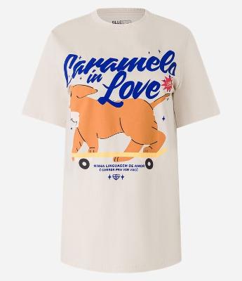Camiseta T-shirt em Algodão com Estampa Caramelo Skatista