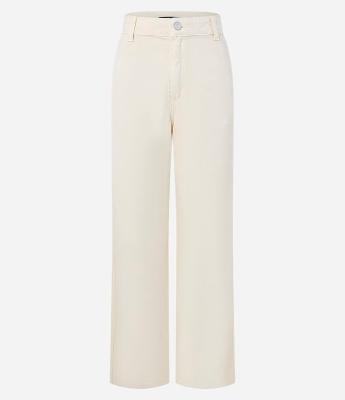 Calça Wide Leg em Sarja com Algodão Agroecológico Pregas e Bolsos Embutidos