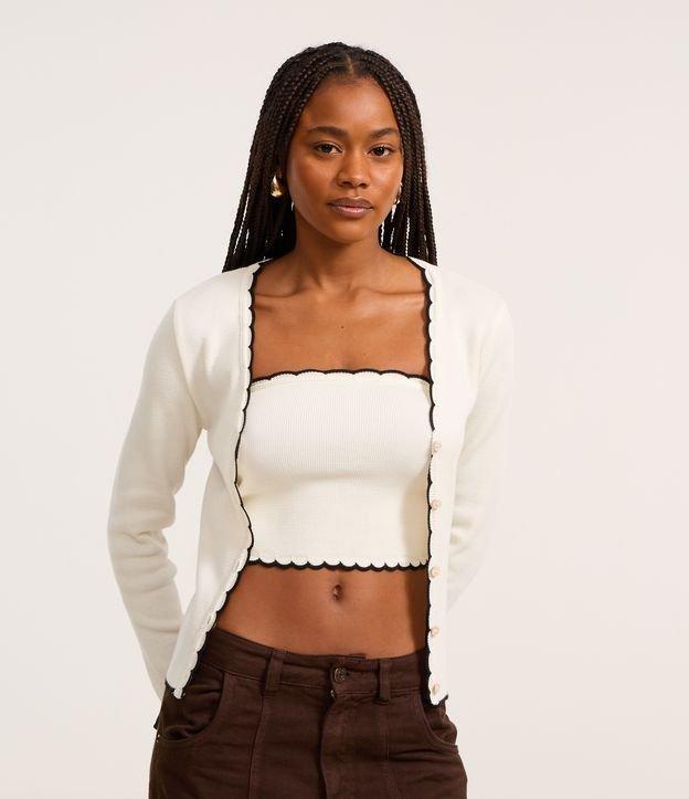 Blusa em Tricô com Detalhe Nuvem e Viés Contrastante - 2