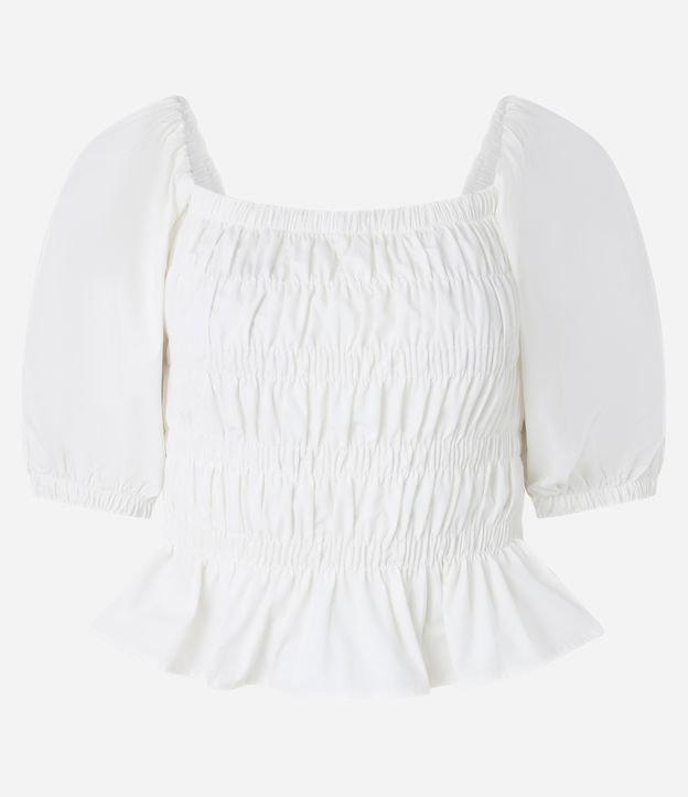 Blusa em Tricoline com Lastex e Manga Bufante - 1