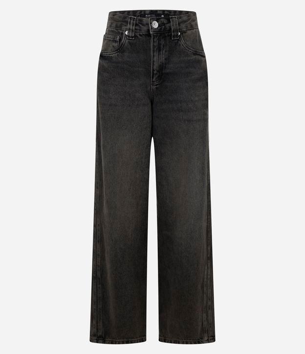 Calça Baggy em Jeans com Friso Lateral - 1