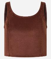 Blusa Cropped em Suede com Recortes e Lastex nas Costas - 1