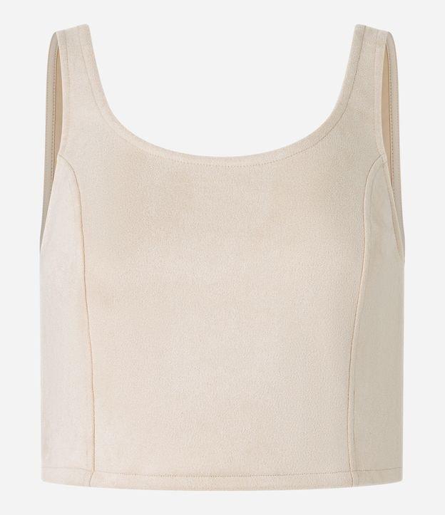Blusa Cropped em Suede com Recortes e Lastex nas Costas - 1