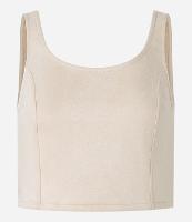 Blusa Cropped em Suede com Recortes e Lastex nas Costas - 1