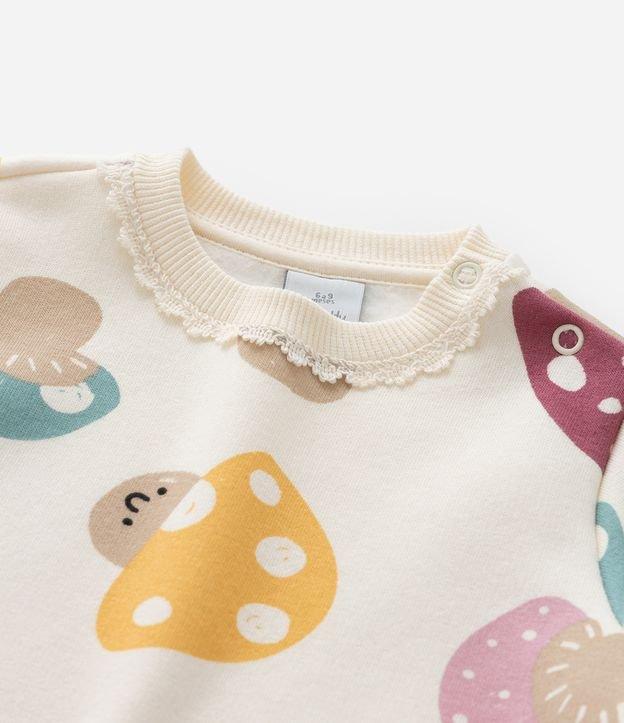 Casaco Infantil com Detalhes em Renda e Estampa Cogumelos - Tam 0 a 18 meses - 1